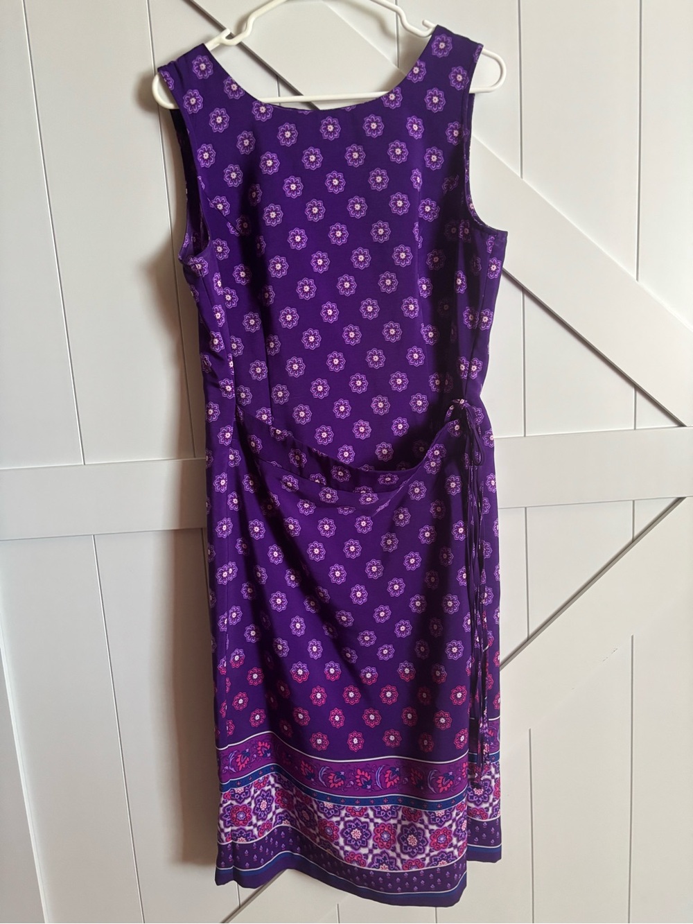 Vintage Sag Harbor Purple Floral Faux wrap Midi Dress